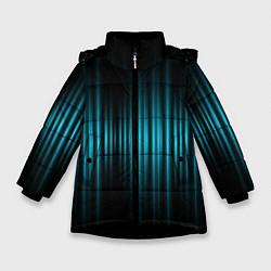 Куртка зимняя для девочки Неоновые флуктуации, цвет: 3D-черный
