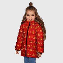 Куртка зимняя для девочки Серп и Молот - СССР, цвет: 3D-светло-серый — фото 2