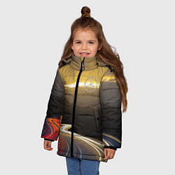 Куртка зимняя для девочки Ночная трасса, Мерседес, цвет: 3D-черный — фото 2