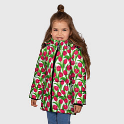 Куртка зимняя для девочки Весенние Тюльпаны, цвет: 3D-светло-серый — фото 2