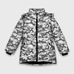 Куртка зимняя для девочки Серый Городской Камуфляж, цвет: 3D-черный