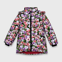 Куртка зимняя для девочки Чудесные фиалки, цвет: 3D-красный