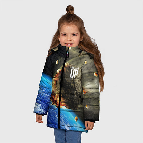 Зимняя куртка для девочки Комета, перед столкновением с Землёй! / 3D-Красный – фото 3