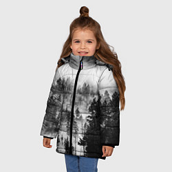 Куртка зимняя для девочки ТУМАННЫЙ ЛЕС - ТЕМНЫЙ ЛЕС, цвет: 3D-светло-серый — фото 2