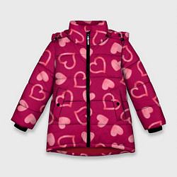 Куртка зимняя для девочки Паттерн сердечки, цвет: 3D-красный