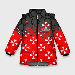 Куртка зимняя для девочки Umbrella Corporation - Соты, цвет: 3D-светло-серый
