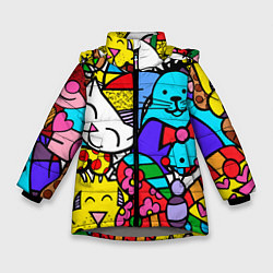 Куртка зимняя для девочки Ромеро Бритто Настоящие лучшие друзья, цвет: 3D-светло-серый