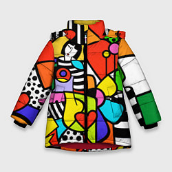 Куртка зимняя для девочки Romero Britto - valentines day, цвет: 3D-красный