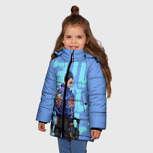 Зимняя куртка для девочки Юру спиной / 3D-Светло-серый – фото 3