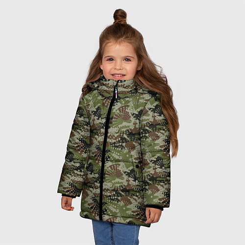 Зимняя куртка для девочки Абстрактные Брызги камуфляж / 3D-Светло-серый – фото 3