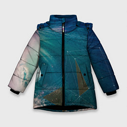 Куртка зимняя для девочки Геометрия на волне, цвет: 3D-черный