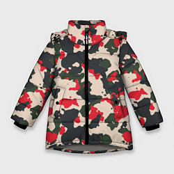 Куртка зимняя для девочки Модный Камуфляж - милитари, цвет: 3D-светло-серый
