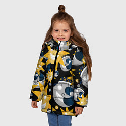 Куртка зимняя для девочки Солнце и Луна из FNAF Security Breach Паттерн, цвет: 3D-черный — фото 2