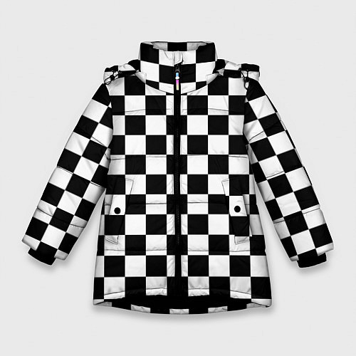 Зимняя куртка для девочки Chess Squares Cubes / 3D-Черный – фото 1