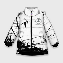 Куртка зимняя для девочки Mercedes текстура, цвет: 3D-черный