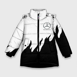 Куртка зимняя для девочки Mercedes-Benz нарисованный огонь, цвет: 3D-черный