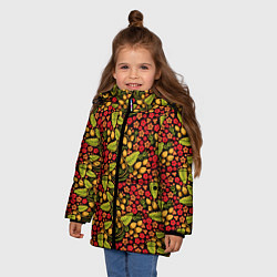 Куртка зимняя для девочки Русский Орнамент - Хохломская Роспись, цвет: 3D-красный — фото 2