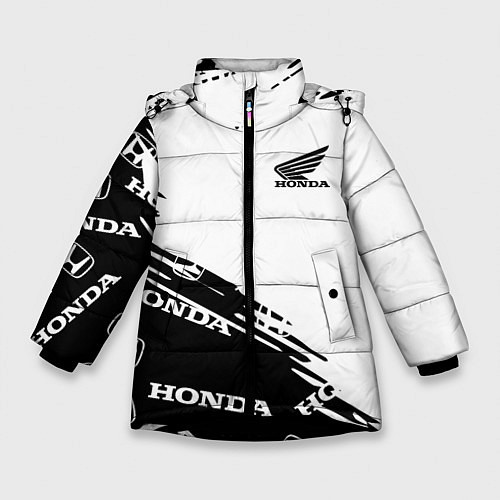 Зимняя куртка для девочки Honda sport pattern / 3D-Черный – фото 1