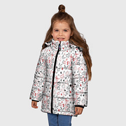 Куртка зимняя для девочки Valentines Pattern, цвет: 3D-светло-серый — фото 2