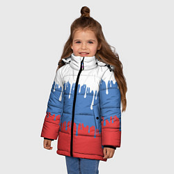 Куртка зимняя для девочки Флаг России потёки, цвет: 3D-светло-серый — фото 2