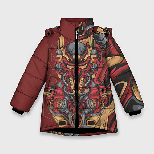 Зимняя куртка для девочки Красный робот / 3D-Черный – фото 1