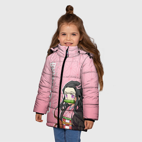 Зимняя куртка для девочки НЕДЗУКО DEMON SLAYER КЛИНОК / 3D-Красный – фото 3