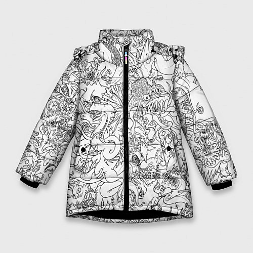 Зимняя куртка для девочки Раскрась - одежду / 3D-Черный – фото 1