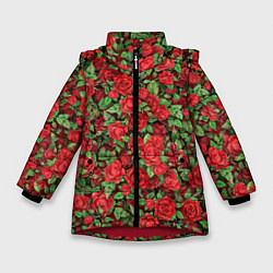 Зимняя куртка для девочки Букет алых роз