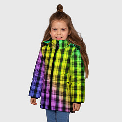 Куртка зимняя для девочки Градиентный клетчатый узор, цвет: 3D-светло-серый — фото 2