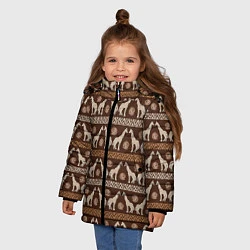 Куртка зимняя для девочки Жирафы Африка паттерн, цвет: 3D-светло-серый — фото 2