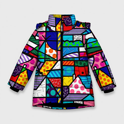 Зимняя куртка для девочки Ромеро Бритто красочный узор / 3D-Черный – фото 1