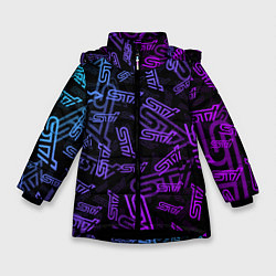 Куртка зимняя для девочки STI NEON PATTERN, цвет: 3D-черный