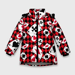 Куртка зимняя для девочки Карты масти, цвет: 3D-светло-серый