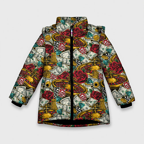 Зимняя куртка для девочки Большой Куш Jackpot / 3D-Черный – фото 1