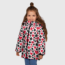 Куртка зимняя для девочки Картёжник масти, цвет: 3D-черный — фото 2
