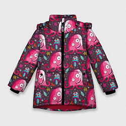 Зимняя куртка для девочки Пришельцы - осьминоги