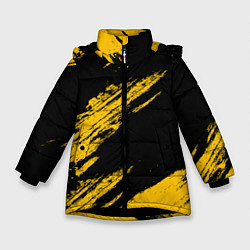 Куртка зимняя для девочки BLACK AND YELLOW GRUNGE ГРАНЖ, цвет: 3D-черный