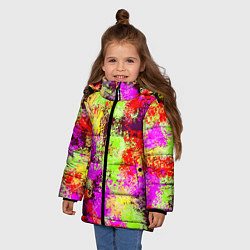 Куртка зимняя для девочки Пиксельный камуфляж Диско, цвет: 3D-красный — фото 2