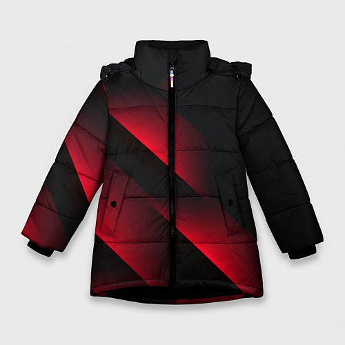 Зимняя куртка для девочки Red Fade 3D Красный градиент / 3D-Черный – фото 1