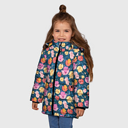 Куртка зимняя для девочки Поле цветов, цвет: 3D-светло-серый — фото 2