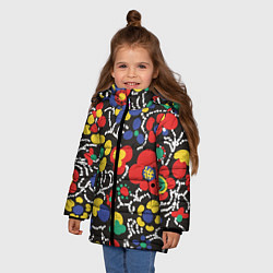 Куртка зимняя для девочки Узор Цветочный сон, цвет: 3D-светло-серый — фото 2