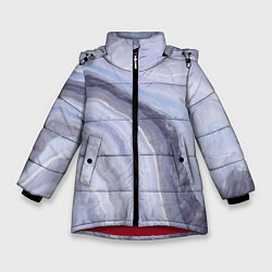 Зимняя куртка для девочки Дизайн с эффектом мрамора синего цвета