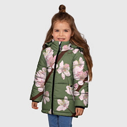 Куртка зимняя для девочки Деревья весной, цвет: 3D-светло-серый — фото 2