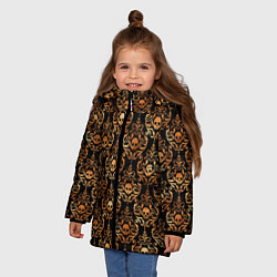 Куртка зимняя для девочки Золотые черепа на черном фоне, цвет: 3D-светло-серый — фото 2