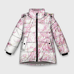 Куртка зимняя для девочки Розовое цветение, цвет: 3D-светло-серый