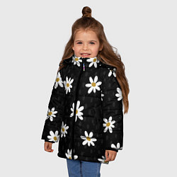 Куртка зимняя для девочки Daisies Ромашки, цвет: 3D-черный — фото 2