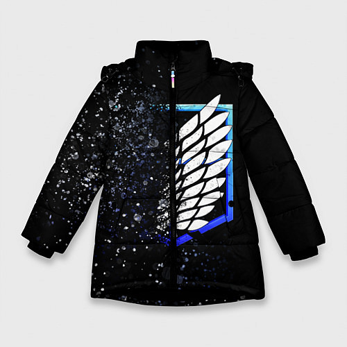 Зимняя куртка для девочки АТАКА ТИТАНОВ Attack on Titan брызги краски / 3D-Черный – фото 1
