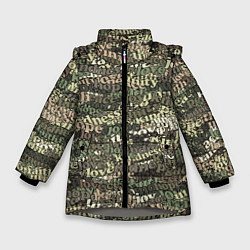 Куртка зимняя для девочки Peace, Love камуфляж, цвет: 3D-светло-серый