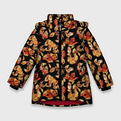 Куртка зимняя для девочки Осеннее настроение паттерн, цвет: 3D-красный