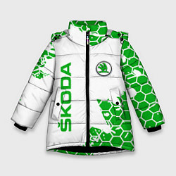 Куртка зимняя для девочки SKODA Логотип СОТЫ, цвет: 3D-черный